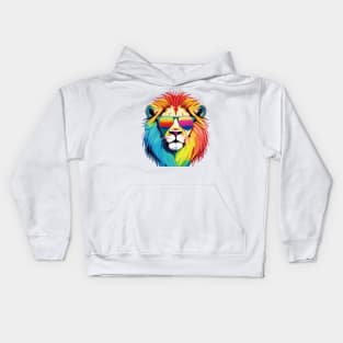 Psychedelic Lion: A Colorful Pop Art Delight Kids Hoodie